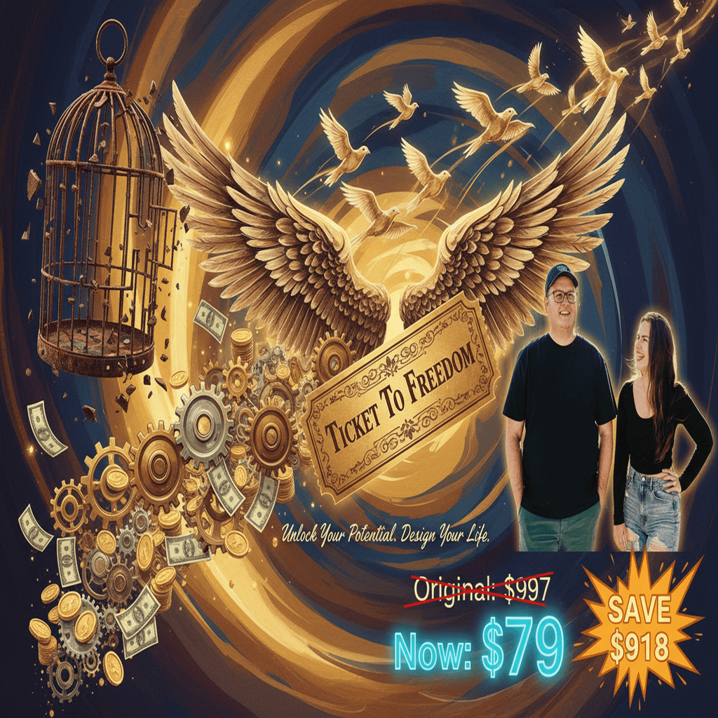 Ticket To Freedom - Complete Course at Best Price 2025 by Sarah And Justin Concept